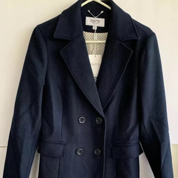 Haute Edition Double Breasted Wool Blend Peacoat - Picture 1 of 3